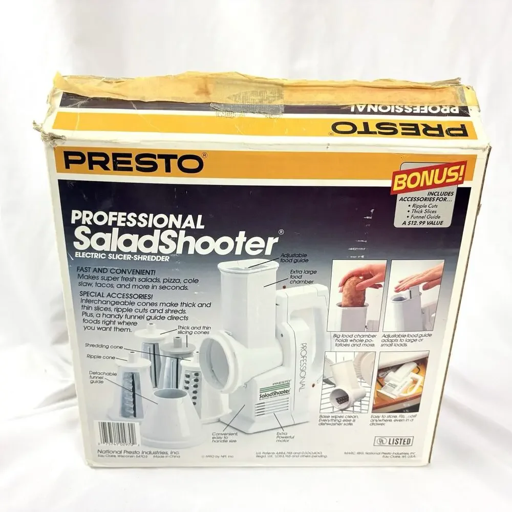 VTG Presto Professional Salad Shooter Model 02970 Electric Slicer Shredder